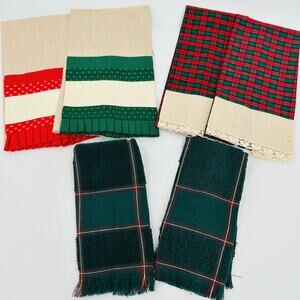 6 Christmas Blank Cross Stitch Hand Dish & Guest TOWELS Red Green MIXED Lot